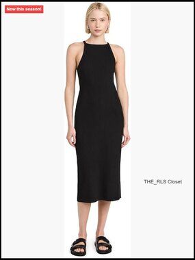 Ribbed Cotton Blend Jersey High Neck Tank Dress